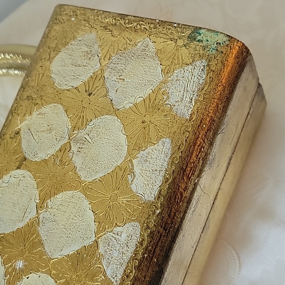 Delill Italian Gold Leaf Handpainted Box Purse Bag Wooden Made in Italy Vintage - Picture 11 of 12